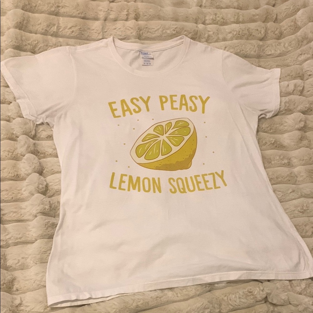 White T-Shirt with Lemon Graphic
